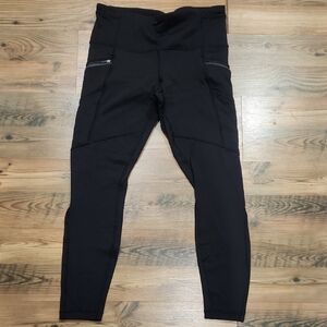 Lululemon Toasty Tech Fleece Tight II Black Legging Zipper Pocket 10 Warm Lined
